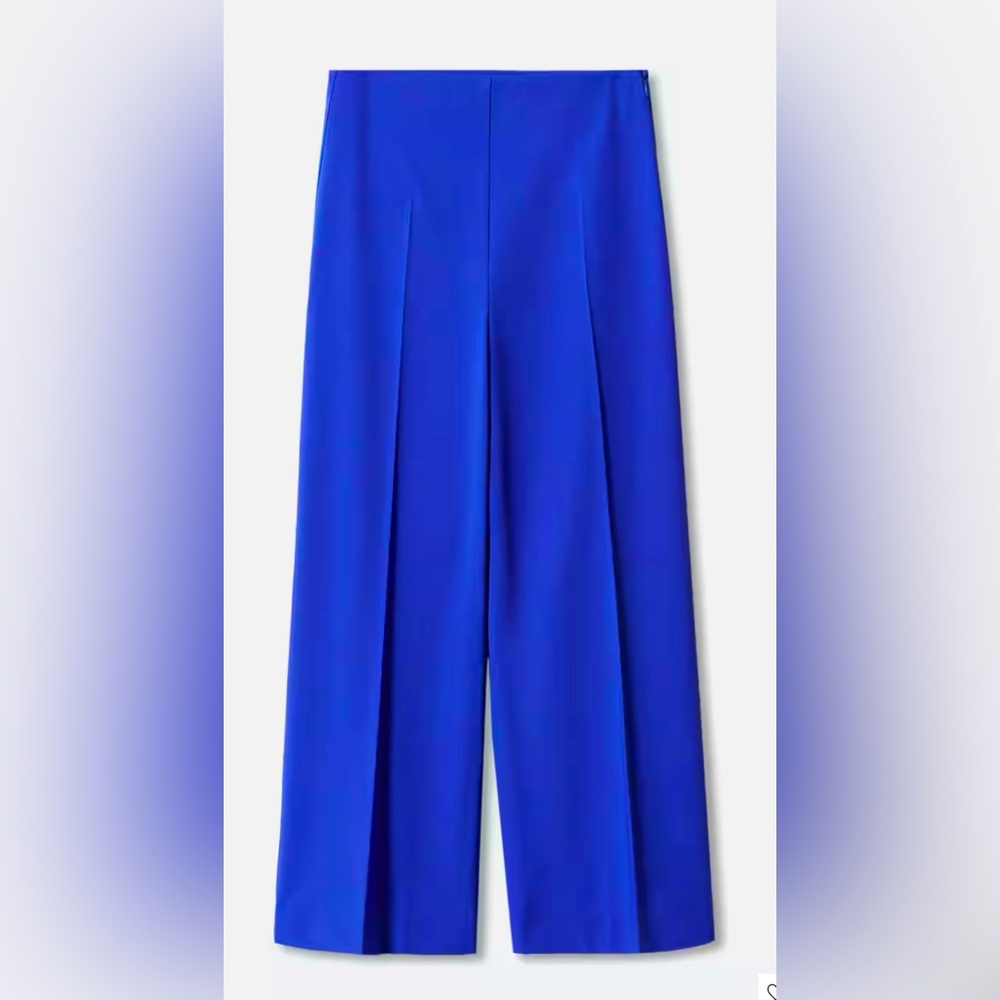 Mango side zip straight leg cropped pants